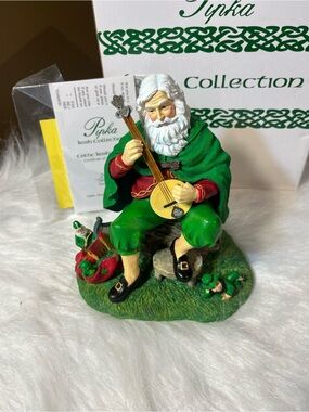 Pipka Irish Collection Green Celtic Musician Figurine. Numbered and signed.